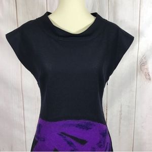 Moschino Black and Purple Wool Dress Mid-Mod